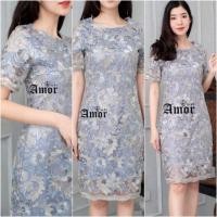ราคา M - 4XL เดรสสั้น หรู dress ชุดออกงาน สีเทาเงิน สาวอวบ งานป้าย ผู้หญิง เสื้อผ้าแฟชั่น สไตล์เกาหลี คนอ้วน ถูก oversize (1833802118)