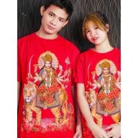 ราคา เสื้อยืด ลายพระแม่อุมา สีแดง คอกลม สำหรับ ผู้ชาย-ผู้หญิง (ลายไทย) ลายหนุมาน เนื้อผ้าคอตตอนแท้100% เนื้อ (23839361590)