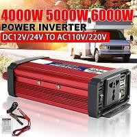 ราคา 4000W 5000W 6000W DC 12V/24V To AC 110V/220V Modified Sine Wave หม้อแปลงแรงดันไฟฟ้าอะแดปเตอร์แปลง 2 USB รถอินเวอร์เตอร์ (48660379090)