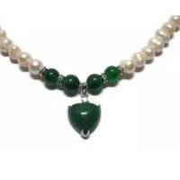 ราคา TANITTgems สร้อยคอไข่มุกแท้สีขาวประดับจี้หยกแท้รูปหัวใจสวยหรู​​​​​​​ (1267858744)