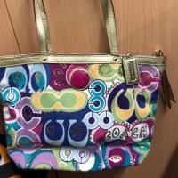 ราคา Coach Signature Stripe Print Tote Handbag - Multicolor #F19434 (1509150815)