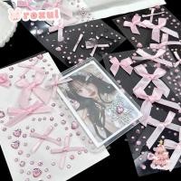 ราคา ROXUL Kpop Photo Deco สติกเกอร์, Sparkly Pink Love ลูกไม้โบว์คริสตัลสติกเกอร์,ของขวัญน่ารัก DIY Rhinestone สติกเกอร์สําหรับ Photo Card Holder (42715023847)
