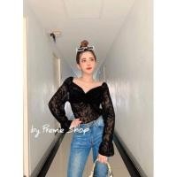 ราคา เสื้อแขนยาวซีทรูสีดำ ใส่เที่ยว เสื้อลูกไม้สีดำ (20626994385)