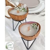ราคา เทียนจากกะลามะพร้าวกลิ่นมะพร้าวสไตล์เรียบง่ายสำหรับตกแต่งบนโต๊ะอาหารหรืองานแต่ง1ชุด1ชิ้นพร้อมขาตั้ง (46950534881)