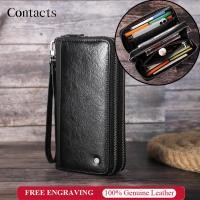 ราคา CONTACTS ติดต่อหนังแท้ผู้ชายกระเป๋าคลัทช์ชายกระเป๋าสตางค์ยาวผู้ถือบัตรซิปคู่ความจุขนาดใหญ่วินเทจชายกระเป๋า (46001398176)