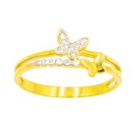 ราคา Happy jewelry แหวนเพชร แหวนผีเสื้อ 2 ตัว ก้านคู่ แหวนทองเพชรแท้ ทองแท้ 37.5% ME872 (27922700606)
