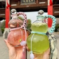 ราคา ขวดน้ําเต้าแก้วสไตล์จีนใหม่ขวดชานมสร้างสรรค์ขวดไวน์โปร่งใสพร้อมขวดน้ําเชือกพู่20250420 (24744302842)