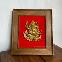 ราคา กรอบรูปพระพิฆเนศ ตั้งโต๊ะ กรอบรูปไม้สักแท้ (12566046738)
