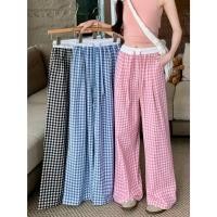 ราคา KATE Ulzzang NUPAKACHI Style Ulzzang NUPAKACHI Style Plaid Wide Leg Pants with WhiteWaistband and Drawstring (52302427751)