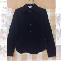 ราคา ส่งต่อ เสื้อเชิ้ตผู้หญิงสีดำผ้าหางกระรอก (1037981996)