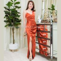 ราคา ชุดราตรี ชุดออกงาน ชุดไปงานแต่งงานสีส้มอิฐ สายเดี่ยว เอวจีบข้าง แนวเรียบหรู สวยดูดีมากๆ (6451039010)
