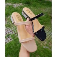ราคา DD106 รองเท้าส้นเตี้ยแฟชั่นแบบสวมวัสดุหนังแก้วนิ่ม (4522450182)