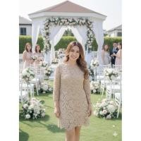 ราคา N002-เดรสลูกไม้สีทอง Dress เดรส ผ้าปักลูกไม้ทั้งตัว งานป้าย YNL งานแต่ง งานทำบุญ (29373200586)