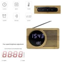 ราคา 2025 LED Alarm Clock Wooden FM Clock Radio LED Bamboo Wood Clock Alarm (7148289427)