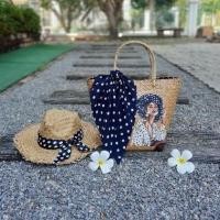ราคา กระเป๋าสานกระจูด ลายผู้หญิงใส่หมวก (6855678955)