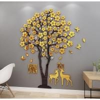 ราคา home decorate อะคริลิคติดผนัง3D รูปดอกไม้ เป็นอะคริลิกตกแต่งบ้านรูปต้นไม้เงินต้นไม้ทองเพิ่มสวยงาม ของตกแต่งผนังห้องDIY (14650869248)