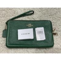 ราคา ส่งต่อกระเป๋า COACH 6644 Double Zip Wristlet คล้องมือ 2 ซิป ไซส์ L สีเขียว หนังแท้ทั้งใบ ของแท้ 100% ไม่ผ่านการใช้งาน (19312050698)