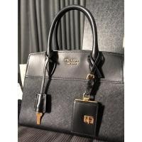 ราคา Used like New Prada Esplanade Small Tote Saffiano + City Calf in Nero (6148357300)