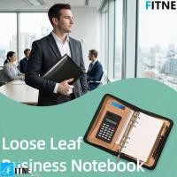 ราคา FITNE Portfolio Binder Cover, PU Leather Card Holder File Folder, Memo Book 6-Ring A6 พร้อมเครื่องคิดเลข Loose Leaf Notebook Business Meeting (57560450229)