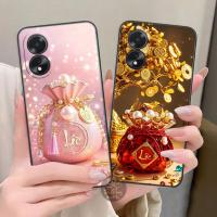 ราคา เคสพลาสติกสําหรับOppo A18/ A38 4Gพิมพ์ลายกระเป๋าฟอร์จูนดอกบัวแหวนแม่ลูกที่สวยสุด (56111406135)