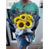 ราคา ช่อดอกทานตะวัน&ดอกไม้แห้ง ทานตะวันปลอมแซมช่อดอกไม้จริงอบแห้ง (22784093945)