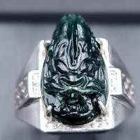 ราคา แหวนหยก แกะสลักรูป หัวมังกร หยกแท้ Jadeite Type A ปรับไซส์ได้ (A1) (8563274121)