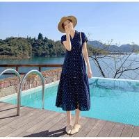 ราคา [2902] เดรสยาวสีน้ำเงินลายจุดขาว (9649469397)