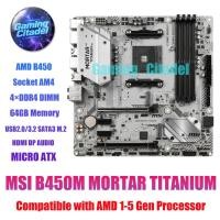 ราคา ใช้ MSI B450M MORTAR TITANIUM Gaming DDR4 MATX เมนบอร์ด AMD AM4 DDR4 เข้ากันได้กับโปรเซสเซอร์ AMD 1-5 Gen ทดสอบ (41566023661)
