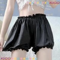 ราคา Kugigi กางเกงขาสั้นเอวสูง,สีทึบโพลีเอสเตอร์กางเกงนิรภัยผิว,ลําลองทรงหน่อฐานฟักทองกางเกงขาสั้นผู้หญิง (27661004966)
