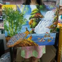ราคา ภาพเปล่า นกยูง นกยูงลำแพน นกยูงคู่ ขนาด 16x20 นิ้ว (40x50ซม.) ภาพคมชัด ไม่แตกเบลอ สีสวย สีสด (4664505618)