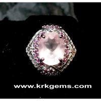 ราคา แหวนโรสควอตซ์ ล้อมโรโดไลท์ ROSE QUARTZ RHODOLITE 925 SILVER RING (7930622908)