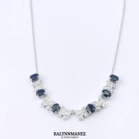 ราคา NK006 สร้อยคอพลอยไพลินแท้ ( Natural Blue Sap. ) ตัวเรือนเงินแท้ 925 ชุบทองคำขาว ยาว 18 - 20 นิ้ว (47258417141)