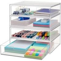 ราคา STORi Chloe Stackable Makeup Holder &amp; Drawer Organizer Set, Clear, BPA-Free Plastic, Made in USA, Organize Brushes, Cosmetics &amp; Beauty Essentials (52859719992)