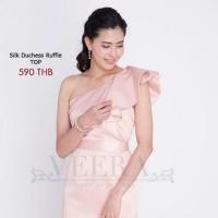 ราคา เสื้อไปงาน ไหล่เฉียงระบาย สีโรสโกลด์ (499501393)