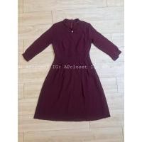 ราคา HM21 เดรสสีแดงเลือดหมู แขนยาวสุภาพ (7282170327)