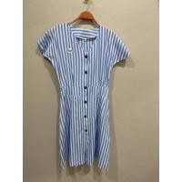 ราคา D937 เดรสกระโปรงลายริ้วสีฟ้า (24276199954)