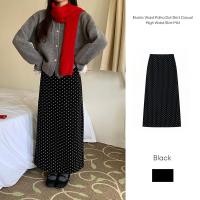 ราคา ส่งไวจากไทย Elastic Waist Polka Dot Skirt Casual Women Mid Length High Waist A-line Skirt-PEN (50101859250)
