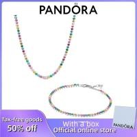 ราคา ขายร้อน 100% S925 เงินสเตอร์ลิง Pandora คู่สุภาพสตรี DIY ของขวัญวันเกิด Rainbow เทนนิสสร้อยคอและสร้อยข้อมือชุด (45611817172)