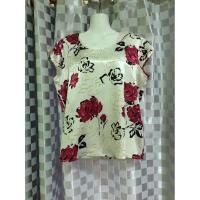 ราคา แบรนด์เนม USA size XL เสื้อผ้าซาตินนิ่มๆ ลายดอกกุหลาบ (11306482154)