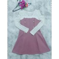 ราคา เดรสสีชมพูกะปิ**แขนไหล่ผ้าลูกไม้นุ่ม** (11586114826)