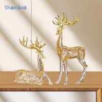 ราคา [แชมจินอา] 2 ชิ้นรูปปั้นกวางเรซิ่นตุ๊กตากวางเรนเดียร์สําหรับตู้สํานักงานเดสก์ท็อป (26744590825)