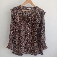 ราคา *รหัสส372 เสื้อ อก 46นิ้ว สีน้ำตาล ผ้าหางกระรอก ลายเสือ คอปกระบายซ้อน 2ชั้นทั้งด้านหน้าและหลัง (18984970322)