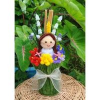 ราคา ดอกไม้ไหว้ครู กรวยดอกไม้ไหว้ครูแบบตั้งได้ งานDIYลวดกำมะหยี่ (50610290876)