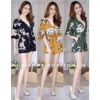 ราคา จั้มสูทผูกเอว ขาสั้น สีดำ (16184516898)