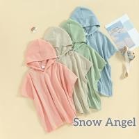 ราคา Kids ผ้าเช็ดตัวชายหาดพร้อมฮู้ดสีทึบวาฟเฟิลหลวม Fit Swim Cover Up Boys Girls Hooded Beach Towel (25680699544)