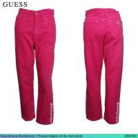 ราคา USED Guess - Pink Crop Straight Jeans | กางเกงยีนส์ขายาวสีชมพู เอวสูง กางเกงทรงกระบอก สีพื้น สายฝอ แท้ มือสอง (28024773690)