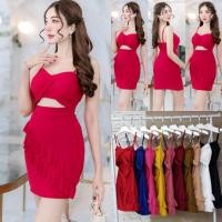 ราคา เดรสสายเดี่ยวเสริมฟองน้ำผ้าity (9035664749)