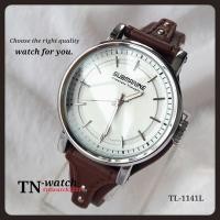 ราคา us submarine รุ่น TL-1141L นาฬิการะบบควอทต์สายหนังแท้สีน้ำตาลกันน้ำ100%พร้อมกล่อง หน้าปัดขาว (977789615)