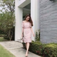 ราคา ชุดเดรสสีชมพู Peony tag WG ลูกไม้เนื้อนิ่มมากคะ (408483530)