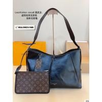 ราคา LOUIS VUITTON Carryall Dark MM Letter โลโก้ที่ถอดออกได้สายคล้องไหล่สีดํา Samurai Lambskin Shopping Bag Tote Bag กระเป๋าสะพายแบบพกพาขนาดกลางผู้หญิงสีดํา (57911150179)